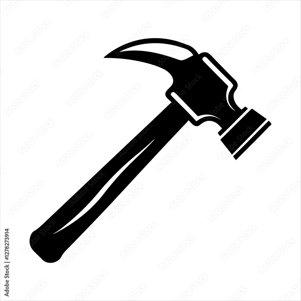 Steel hammer black and white silhouette illustration Steel hammer black and white silhouette illustration