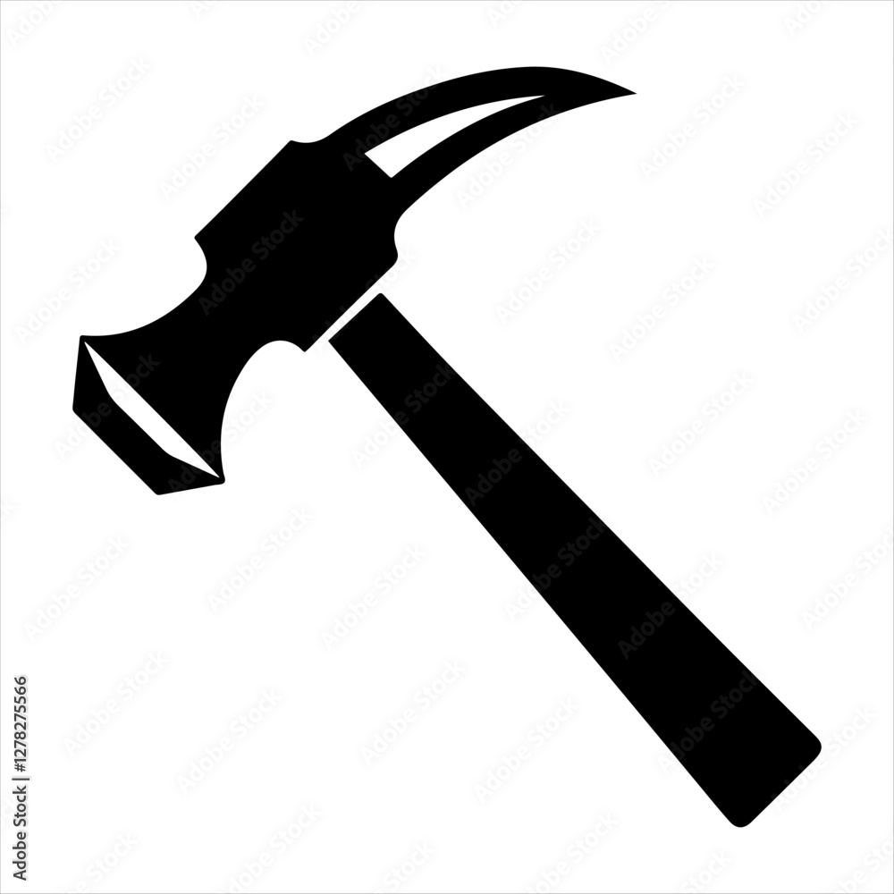 Steel hammer black and white silhouette illustration Steel hammer black and white silhouette illustration