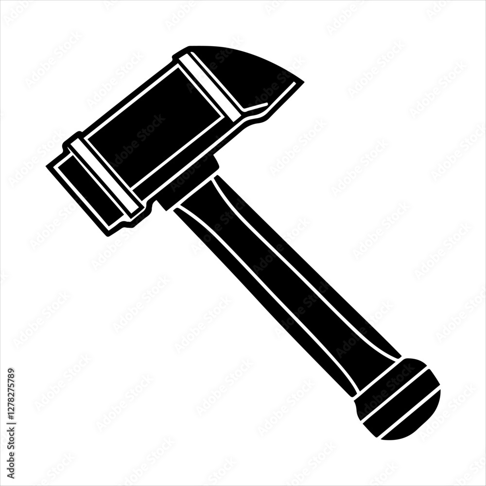 Steel hammer black and white silhouette illustration Steel hammer black and white silhouette illustration