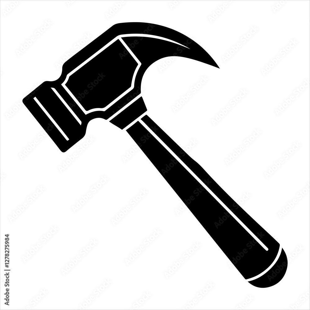 Steel hammer black and white silhouette illustration Steel hammer black and white silhouette illustration
