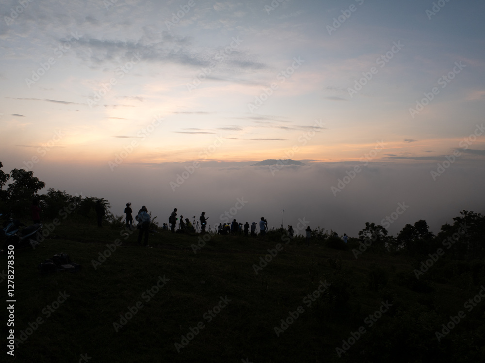 Fototapeta premium Drone aerial view of landscape mountains view in summer season,High angle view over countryside at northern Vietnam