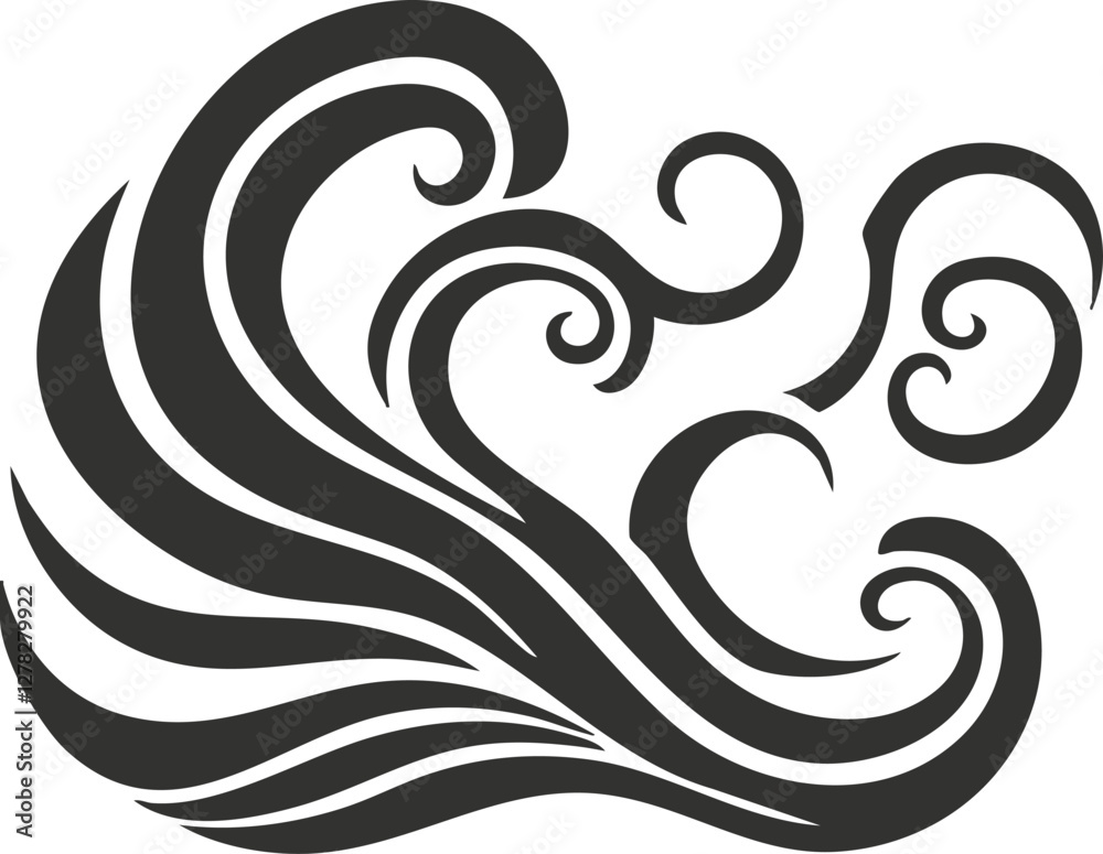Fototapeta premium Abstract black wave design with swirling oceanic patterns.