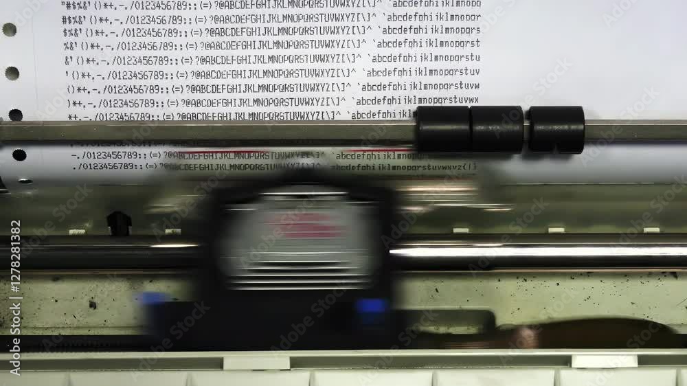 Dot matrix printer printing on paper scene stock footage