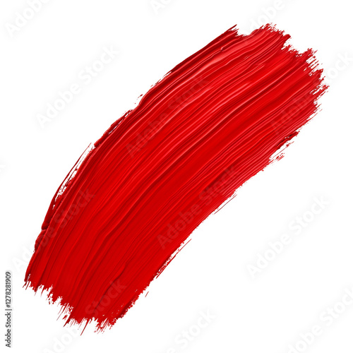 Red paint brush stroke isolated on transparent background. PNG