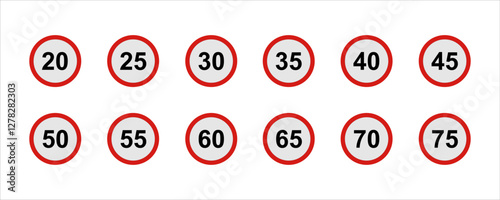 Symbol Speed ​​limit highway sign 20km-75km
