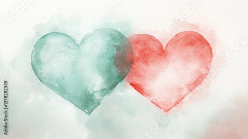 Two Watercolor Hearts: A Symbol of Love and Unity