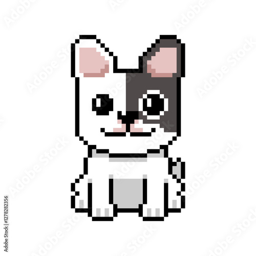 Pixel art cute french bulldog vector in retro style for design.