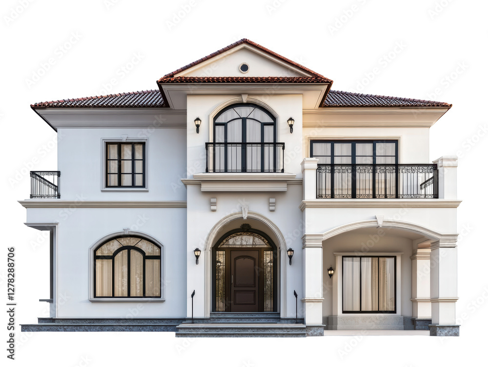 Isolated Upscale Two Story House Facade Isolated Upscale Two Story House Facade