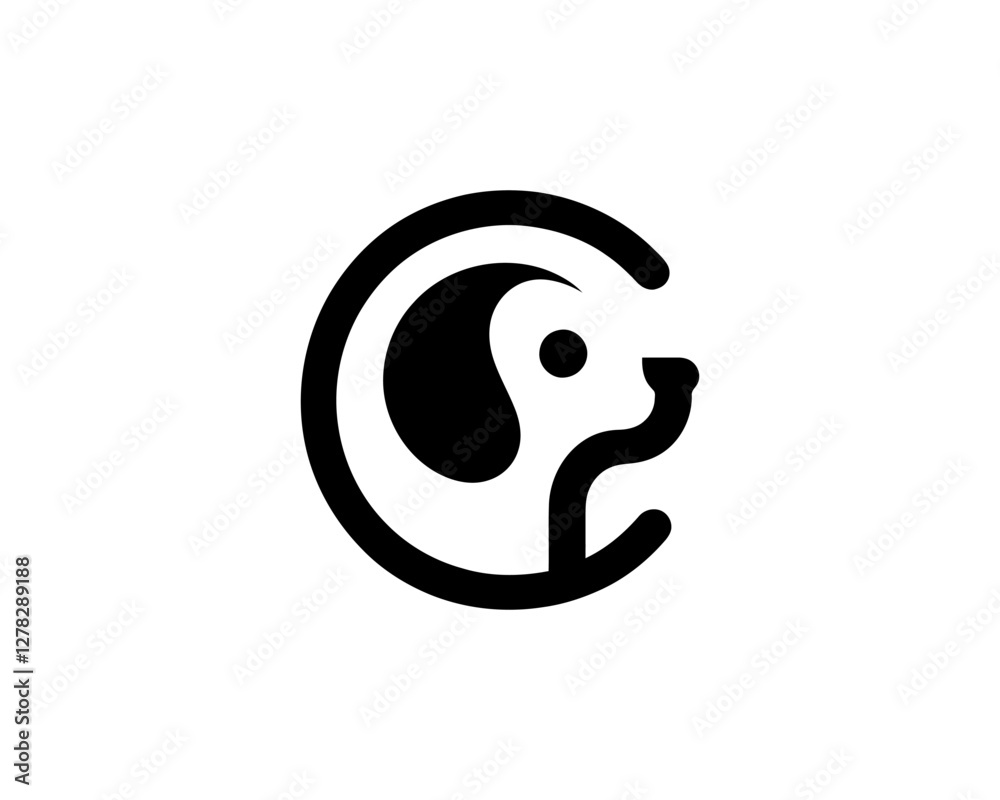 Dog head logo design template. Vector illustration. Simple silhouette. Flat style. Cartoon dog logo. Animal logotype concept. Dog head logo design template. Vector illustration. Simple silhouette. Flat style. Cartoon dog logo. Animal logotype concept.
