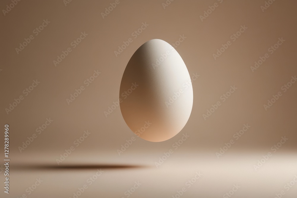 An egg is levitating in the air with shadow An egg is levitating in the air with shadow