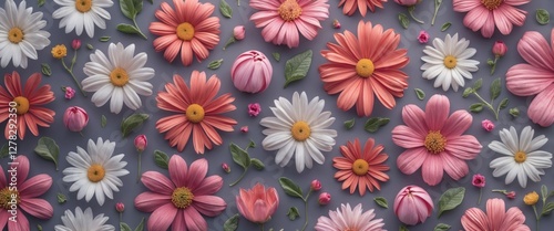 Vibrant Floral Pattern Texture Ideal for Backgrounds and Wallpapers with Space for Text Overlay in Soft Pastel Colors