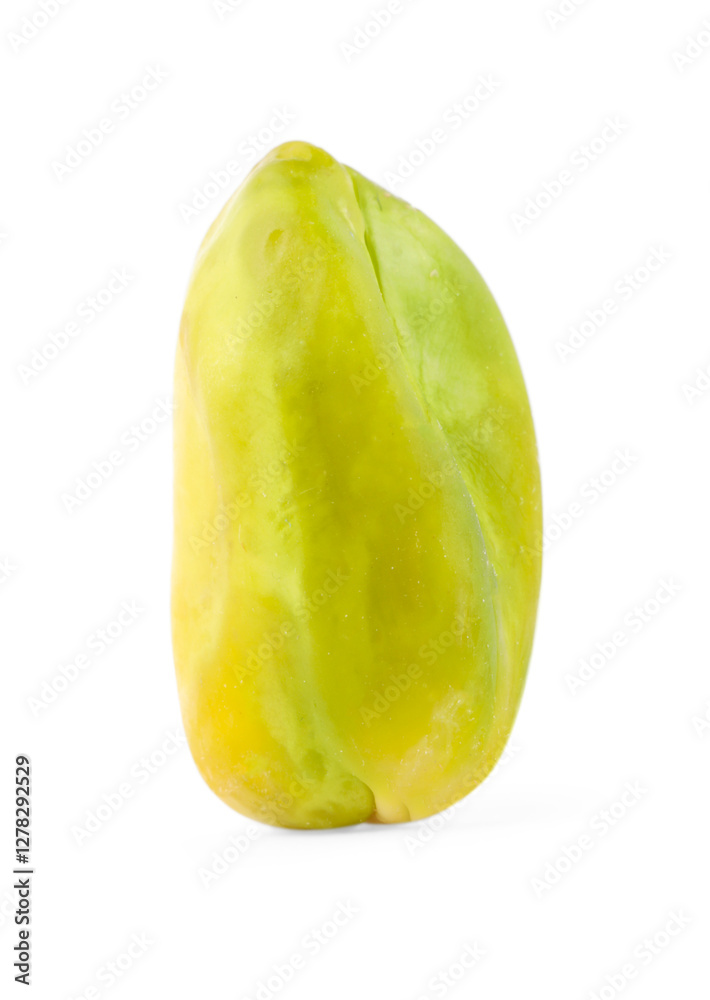 One peeled pistachio nut isolated on white