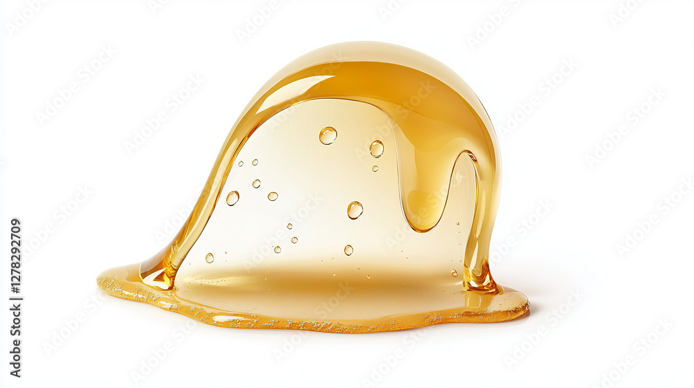 Fototapeta premium Clear liquid cosmetic gel texture. Dripping jelly cream or serum with collagen, niacinamide or salicylic acid for beauty skincare isolated on white background, vector realistic illustration