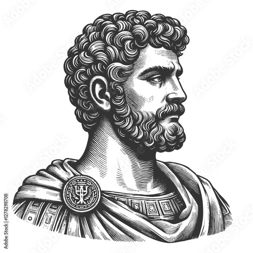 Ancient Roman Emperor Portrait vector illustration
