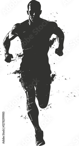 Silhouette of a male runner in motion, showcasing speed and athleticism.