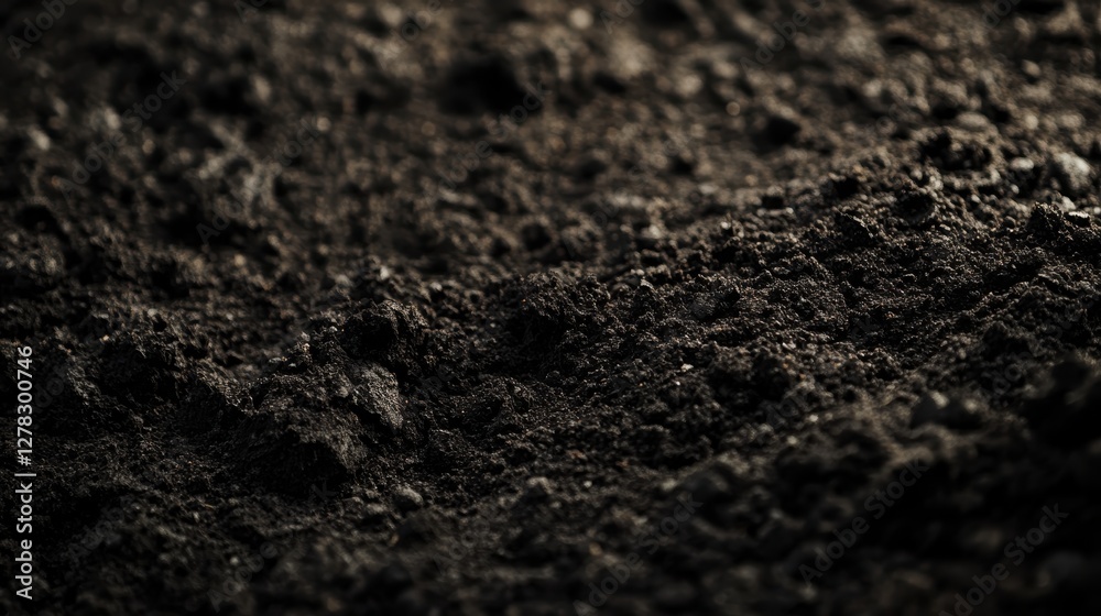 Close-up view of rich, dark soil showcasing its texture and detail, perfect for gardening and agriculture themes. Close-up view of rich, dark soil showcasing its texture and detail, perfect for gardening and agriculture themes.