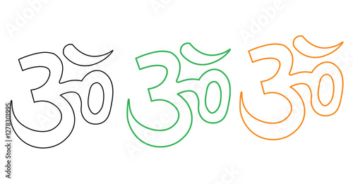 om icon symbol black green orange
