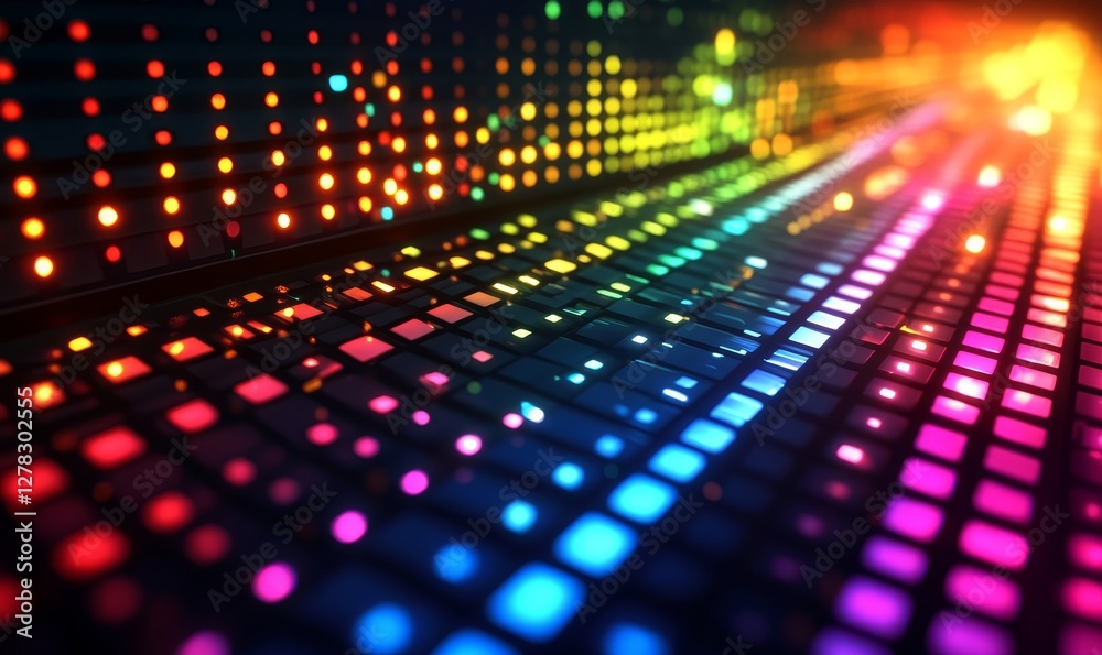 an abstract illustration of a dynamic digital display featuring colorful pixels and a vibrant light show, representing technology and entertainment an abstract illustration of a dynamic digital display featuring colorful pixels and a vibrant light show, representing technology and entertainment