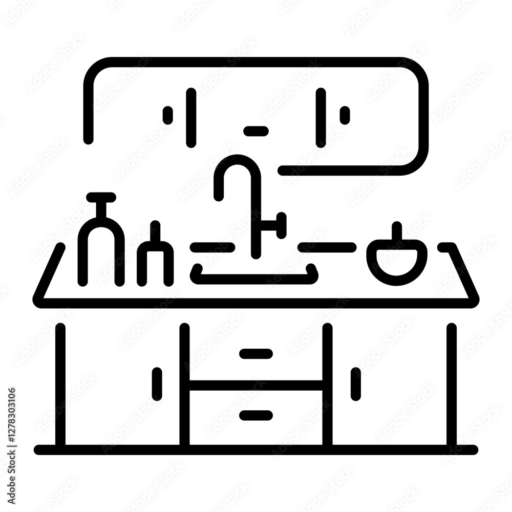 Kitchen sink icon in linear style Kitchen sink icon in linear style