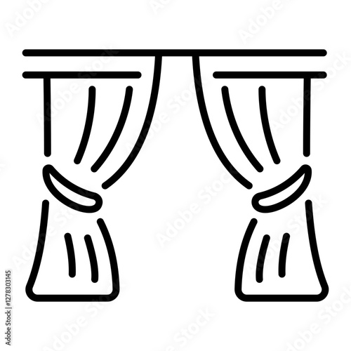 Curtains icon in linear style 