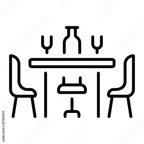 Dining table icon in line style 