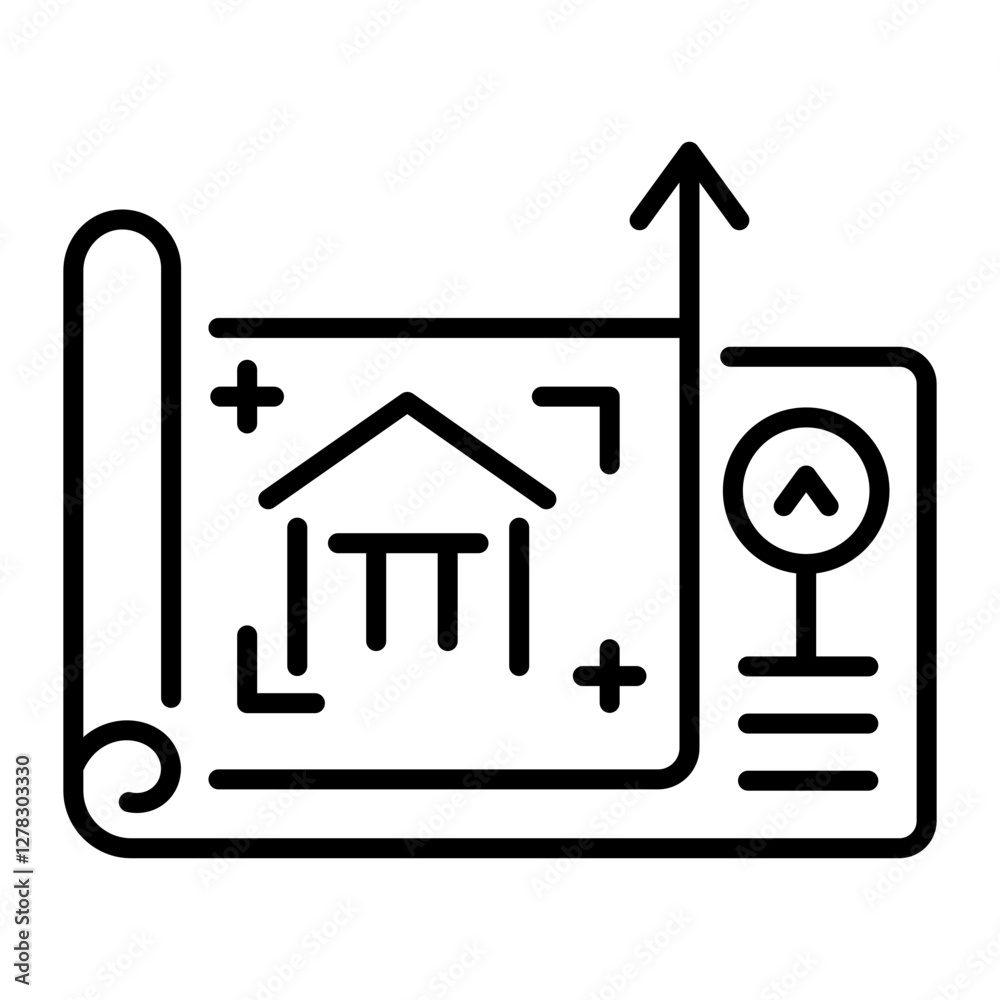 House blueprint icon in linear style House blueprint icon in linear style