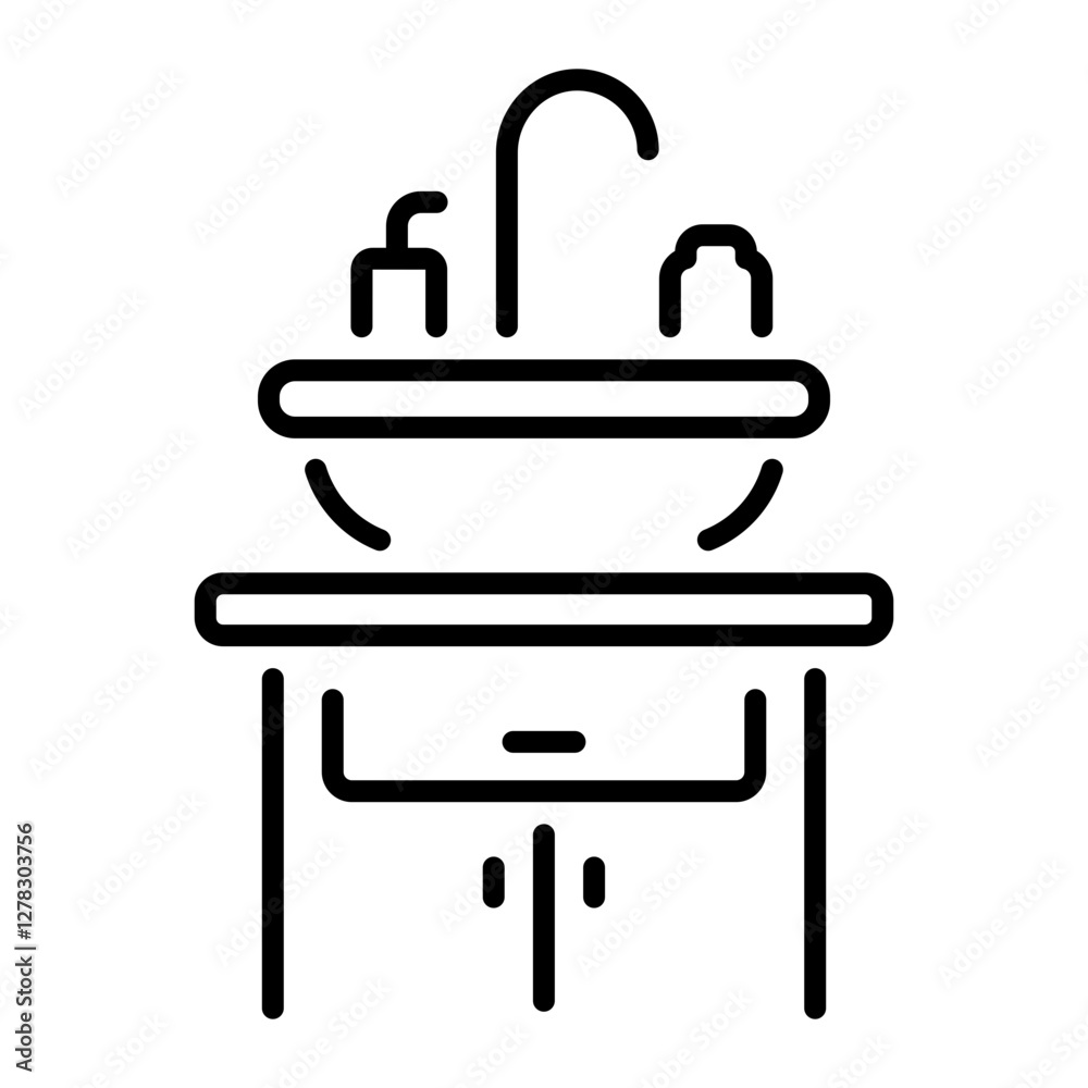 A line style icon of bathroom sink A line style icon of bathroom sink