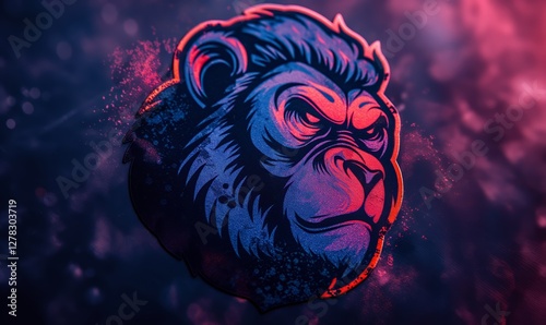 Bold gorilla graphic with vibrant colors and details. Generative AI photo