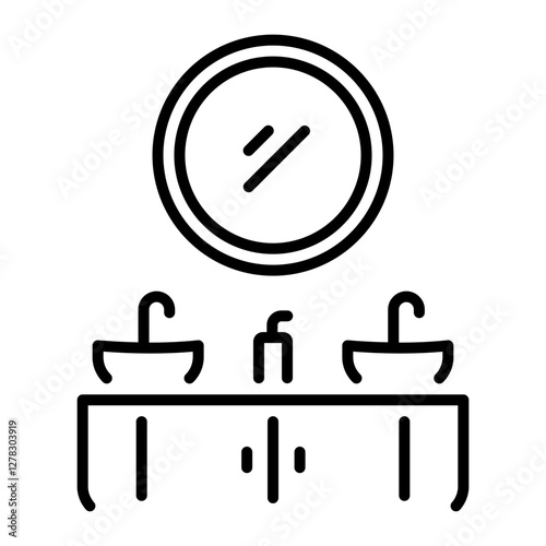 A line style icon of bathroom vanity 