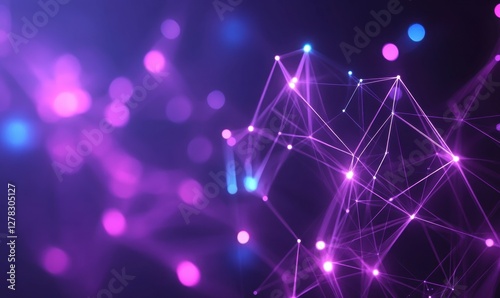 Abstract purple network connection with bokeh background
