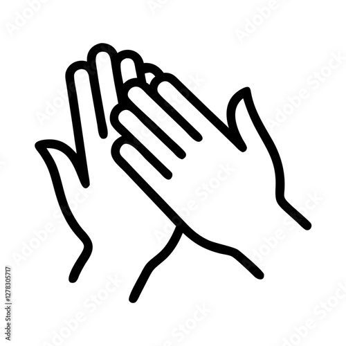 Clapping Hands Icon in Black Outline Style