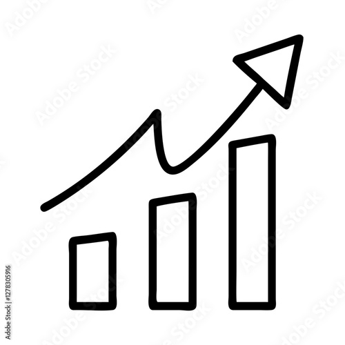Growth chart icon in outline style for business and financial success