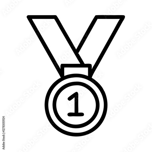 First-place medal icon in outline style for achievement and victory