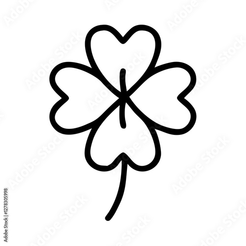 Four-leaf clover icon in outline style for luck and fortune