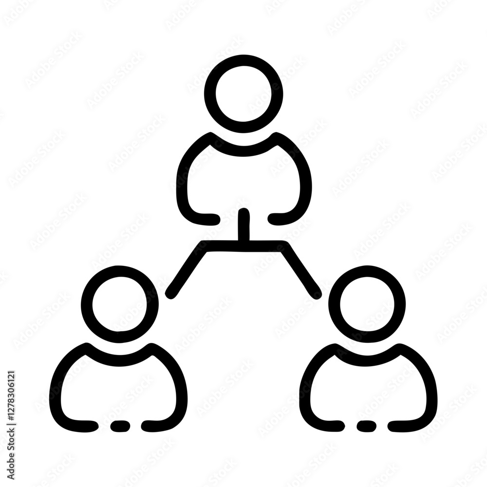 Fototapeta premium Team hierarchy icon in outline style for leadership and structure