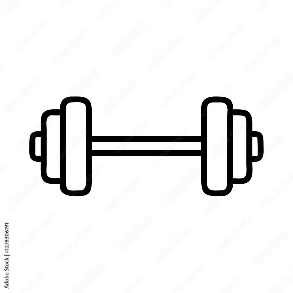 Dumbbell icon in outline style for fitness and strength training Dumbbell icon in outline style for fitness and strength training