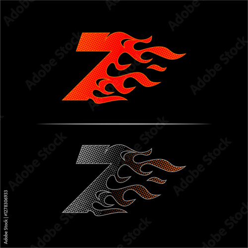Fire racing logo template number 7 Fast racing design concept with dots