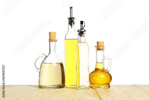 Wallpaper Mural Salad dressings on wooden table against white background Torontodigital.ca