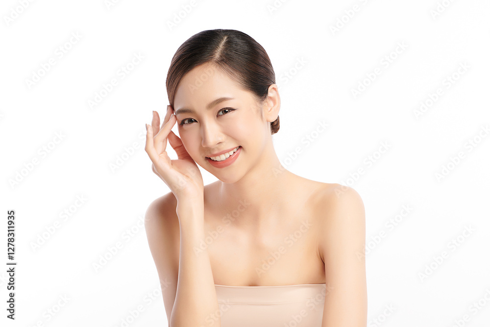 Beautiful young asian woman with clean fresh skin on white background, Face care, Facial treatment, Cosmetology, beauty and spa, Asian women portrait. Beautiful young asian woman with clean fresh skin on white background, Face care, Facial treatment, Cosmetology, beauty and spa, Asian women portrait.