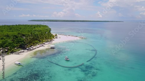 Zoom in on a beach accessible to tourists on Virgin Island, in the Bantayan region, Phillipines. photo