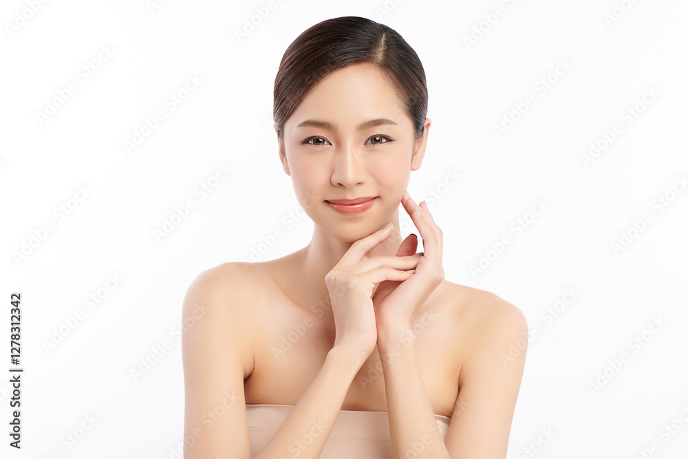 Beautiful young asian woman with clean fresh skin on white background, Face care, Facial treatment, Cosmetology, beauty and spa, Asian women portrait. Beautiful young asian woman with clean fresh skin on white background, Face care, Facial treatment, Cosmetology, beauty and spa, Asian women portrait.
