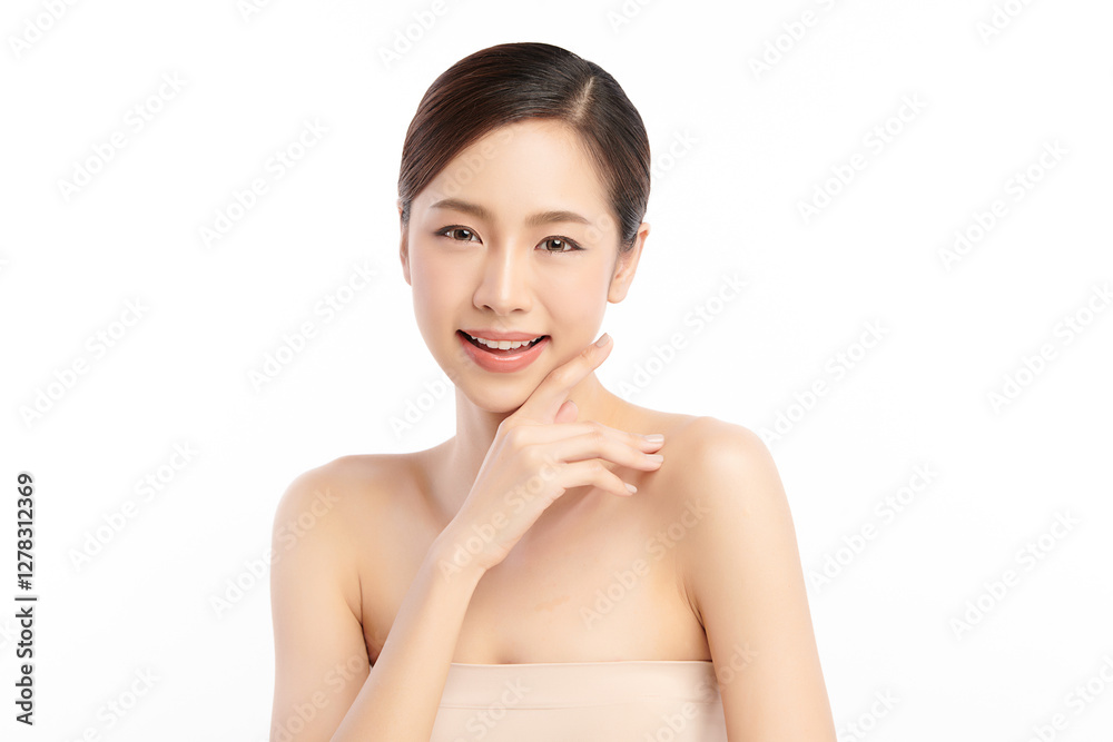 Beautiful young asian woman with clean fresh skin on white background, Face care, Facial treatment, Cosmetology, beauty and spa, Asian women portrait. Beautiful young asian woman with clean fresh skin on white background, Face care, Facial treatment, Cosmetology, beauty and spa, Asian women portrait.