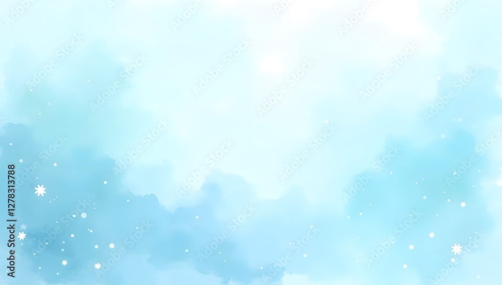 Serene Frosty Watercolor Background with Soft Blues, Whites, and Dreamy Atmosphere Serene Frosty Watercolor Background with Soft Blues, Whites, and Dreamy Atmosphere