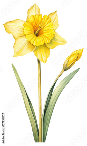 Wallpaper Mural PNG Yellow Daffodil branch daffodil illustration botanical. Torontodigital.ca