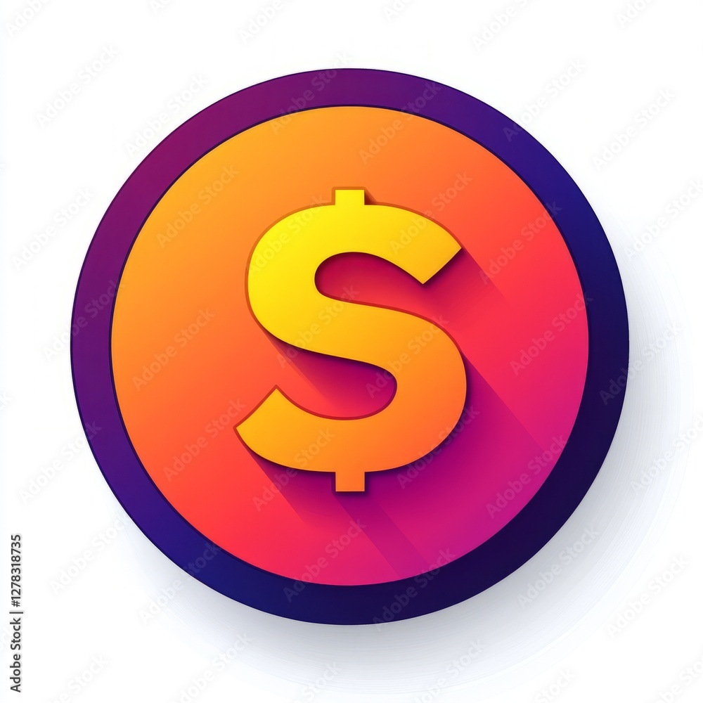Vibrant Dollar Sign Icon - Modern Financial Symbol Vibrant Dollar Sign Icon - Modern Financial Symbol