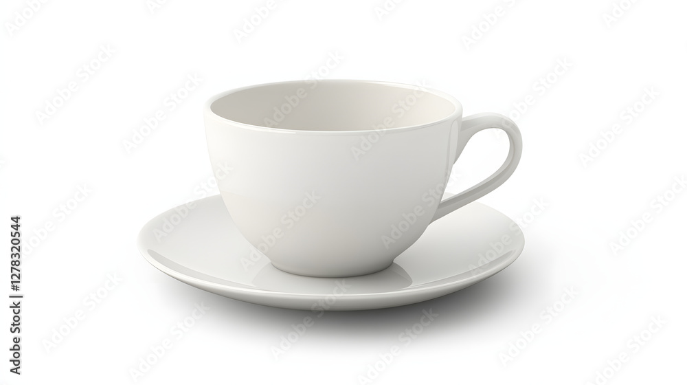 Minimalist coffee cup on saucer, simple white ceramic design, perfect for showcasing beverages or cozy cafe themes. Minimalist coffee cup on saucer, simple white ceramic design, perfect for showcasing beverages or cozy cafe themes.