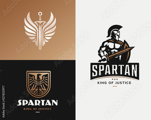 Knight medieval roman spartan warrior mascot logo template for sport team
