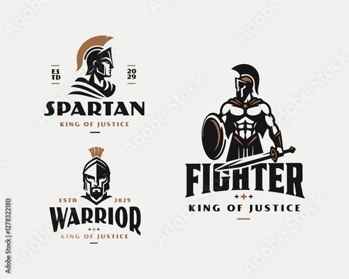 Knight medieval roman spartan warrior mascot logo template for sport team
