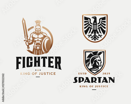 Knight medieval roman spartan warrior mascot logo template for sport team