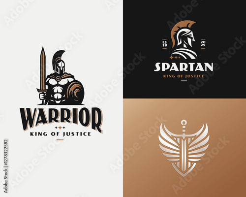 Knight medieval roman spartan warrior mascot logo template for sport team